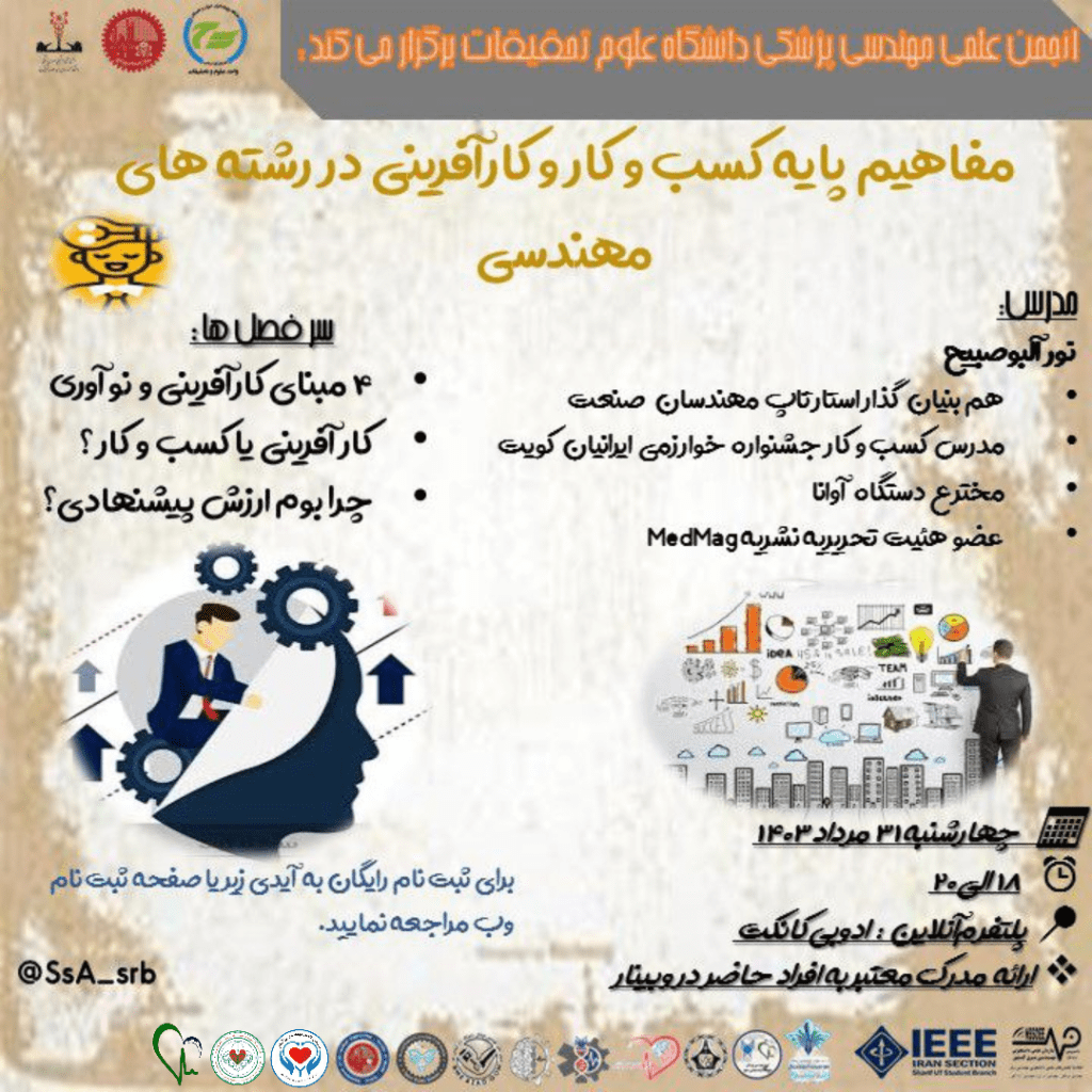 کارگاه مفاهیم پایه ی کسب و کار و کارآفرینی در رشته های مهندسی